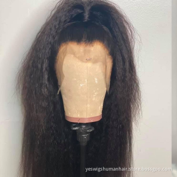 Yeswigs Hd Full Yaki Kinky Straight  Lace Front Wig Raw Indian Virgin Human Hair Lace Frontal Wig Human Hair For Black Women